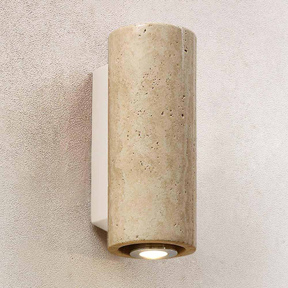 Granestner Nordic Cylinder Wall Light, Natural Metal Sconce, Hardwired Bedside Lamp, E27 Indoor Spotlight, Modern Wall Washer for Living Room & Hallway Lighting (White 16cm)