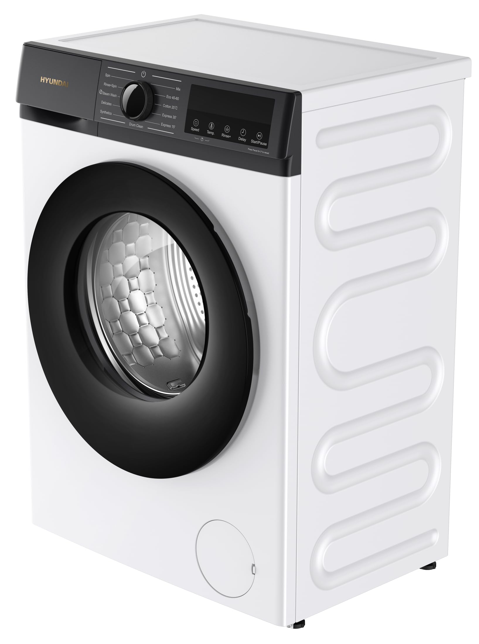 HYUNDAI Lave-linge Hublot, 8 kg, 1200 tr/min, Chargement Frontal, Programmes Multiples, Pose Libre