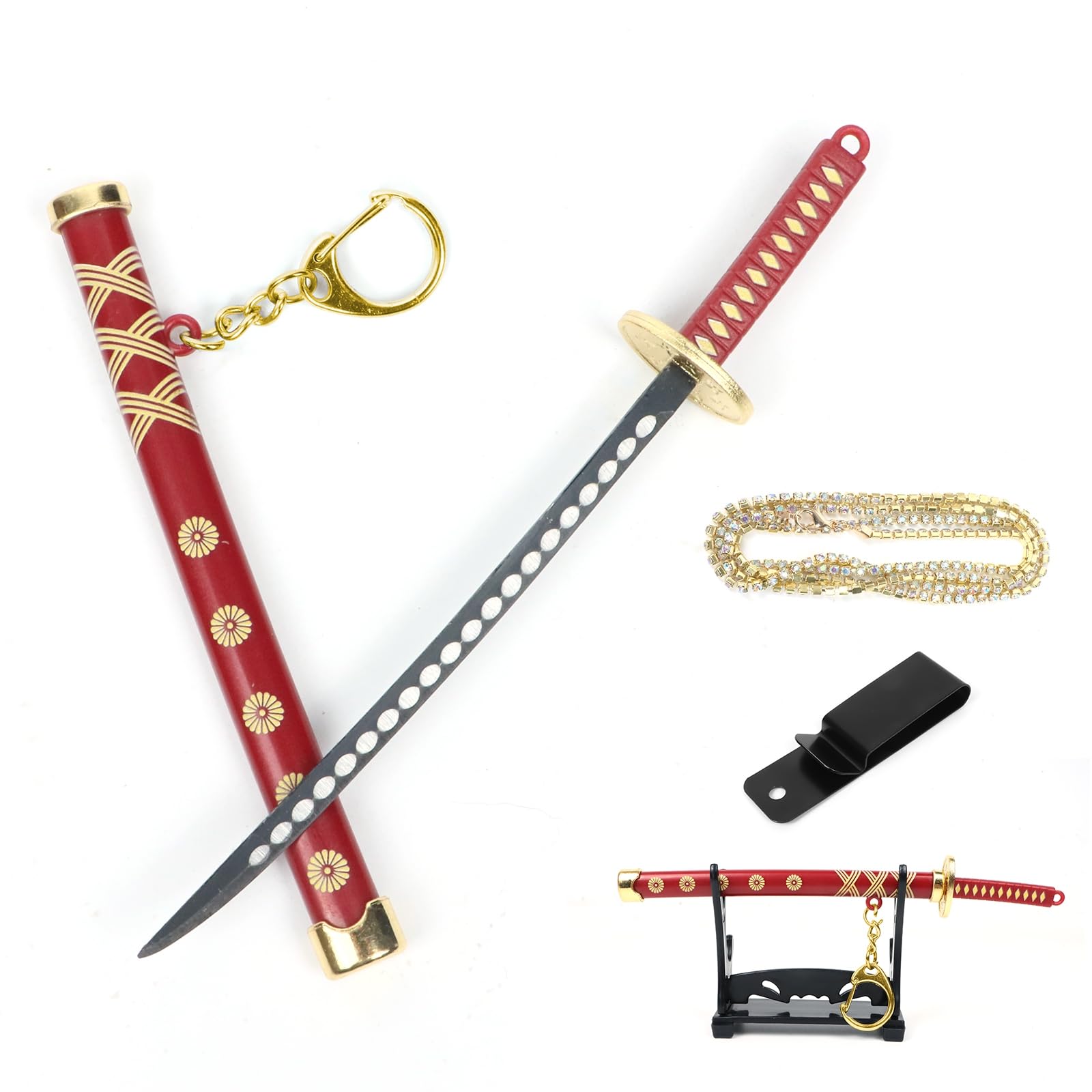 Mini Japanese Katana, 5.7 inches Ultra Sharp Stainless Steel Knife with Scabbard, Anime Katana Keychain, Utility Knife Cutter for Home, Office, Handmade, Craft Use - RD