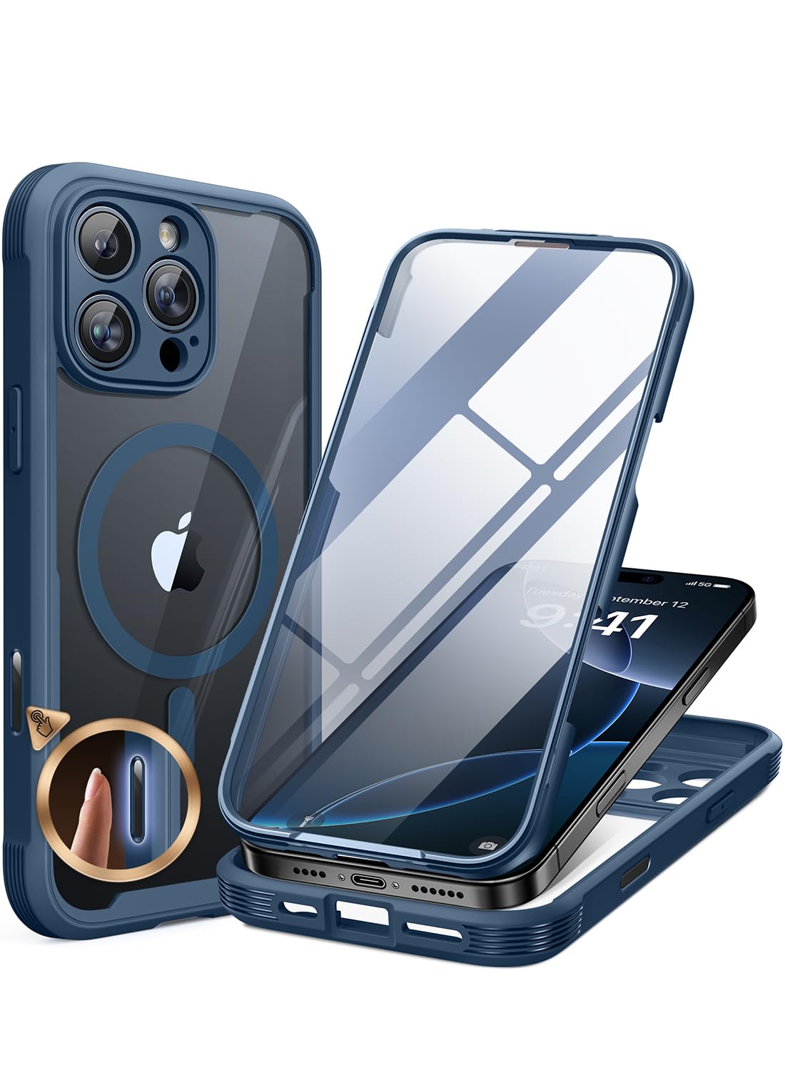 Miracase Magnetic Case for iPhone 17 Case, [Bubble Free] Built-in Glass Screen Protector+ [New Camera Control Button], Full Body Bumper Compatible with MagSafe, Drop Proof 17 Cover,6.3-inch (Black) — view 140