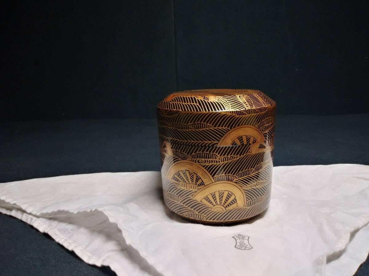 【中古品】茶道具　春野蒔絵大棗 茶道具】 了々斎好写 春の野蒔絵 大棗 *松浦芳光* 道道具