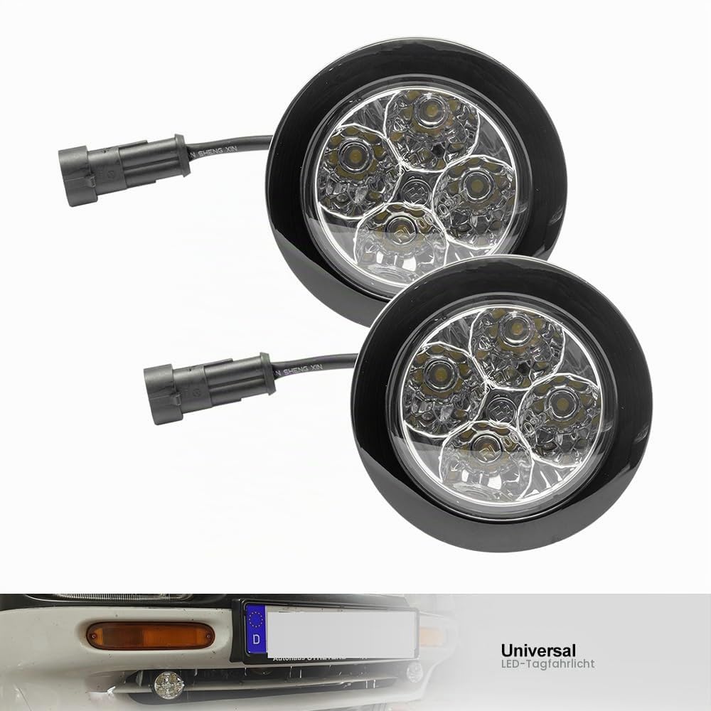 LED DRL Tagfahrlicht für Mercedes Ben.z A-Klasse W168 W169 1997–2012,Frontstoßstange Tageslichtreflektoren DLR-Lauflicht 2 LED-Standlicht mit klarer Linse