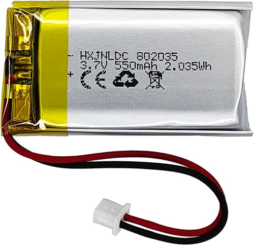 DC 3.7V 550mAh 802035 Batería recargable de polímero de litio, adecuada para productos electrónicos de bricolaje 3.7-5V con reemplazo de batería de