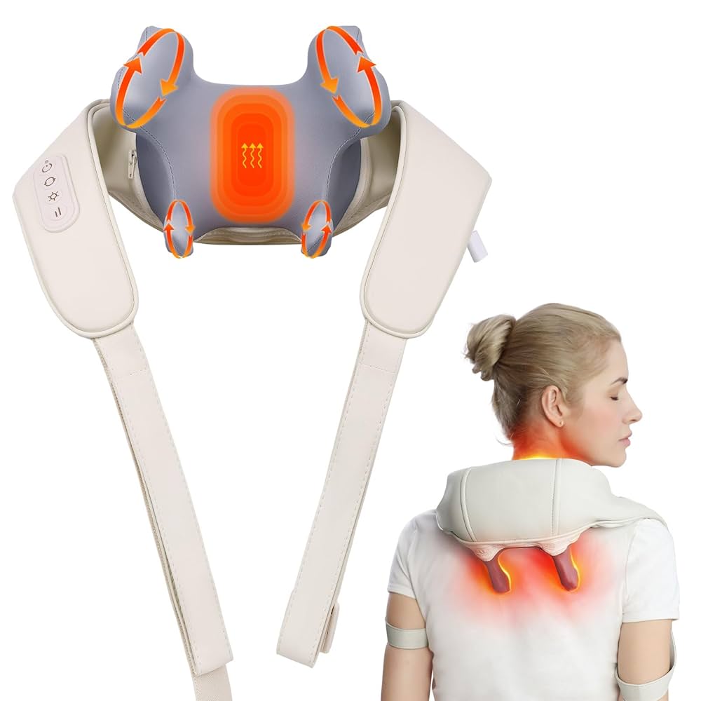 Masseur de Cou, d'Épaules et de dos avec Chauffage, Masseur cervical sans fil pour Soulager la Douleur des Tissus Profonds, Masseur Shiatsu pour Noël, Thanksgiving, Cadeaux d'Anniversaire : Amazon.fr: Hygiène et Santé