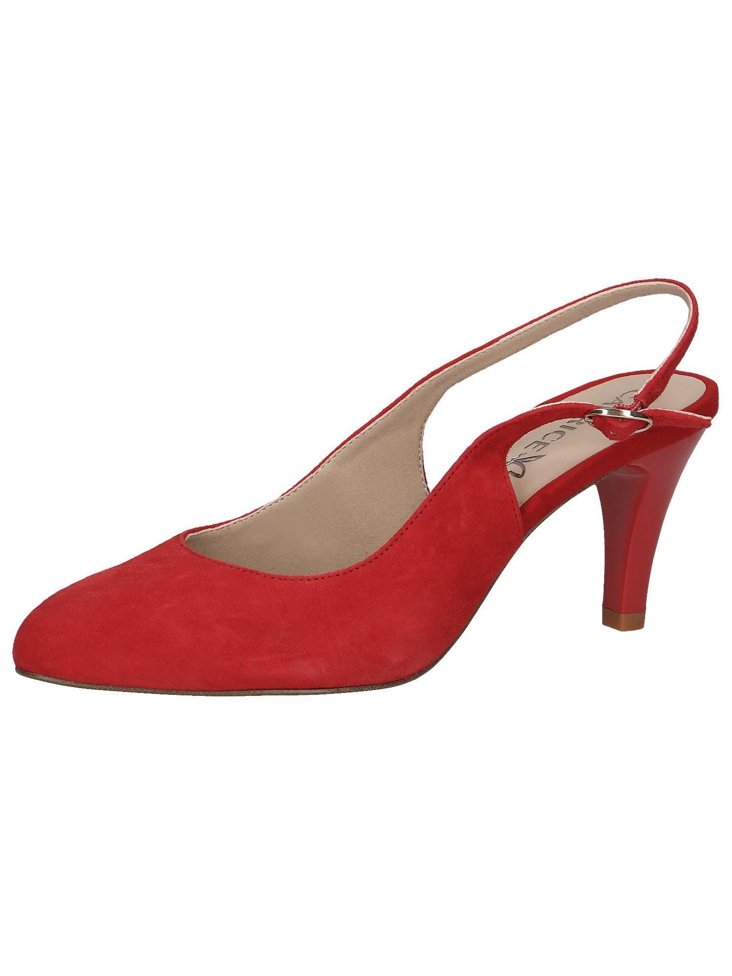 CAPRICE Women Slingback Pumps Leather Elegant, Red (Red Suede), 5.5 UK