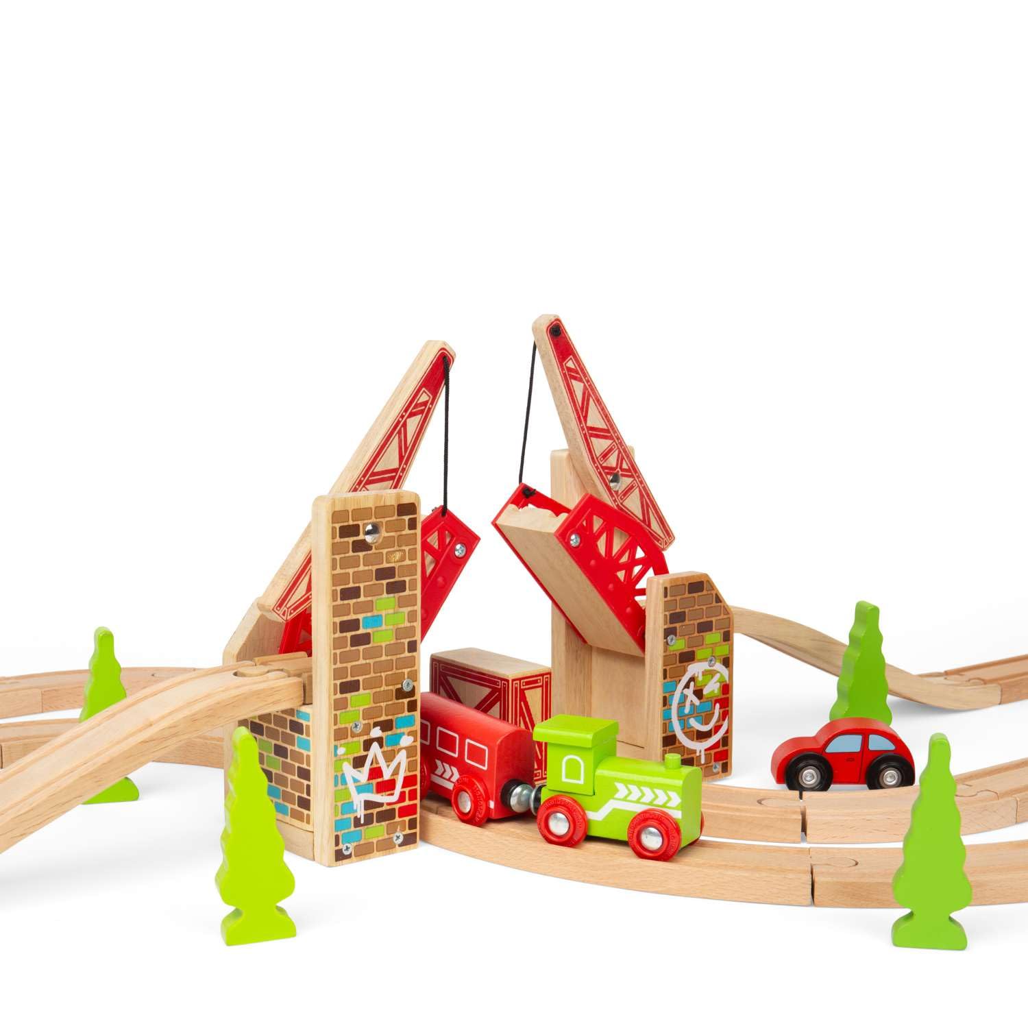 Bigjigs Rail Holz-Graffiti-Brücke – mit Anderen großen Holzbahnmarken kompatibel