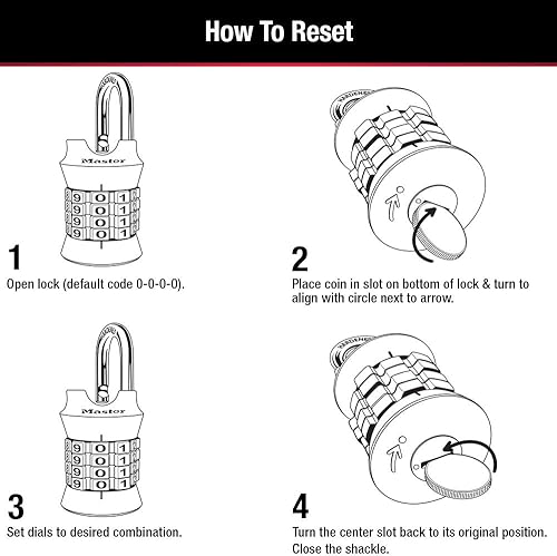 Miniatura 5 de Master Lock 1535EC3 - Juego de candado de combinación, 3 unidades, los colores pueden variar