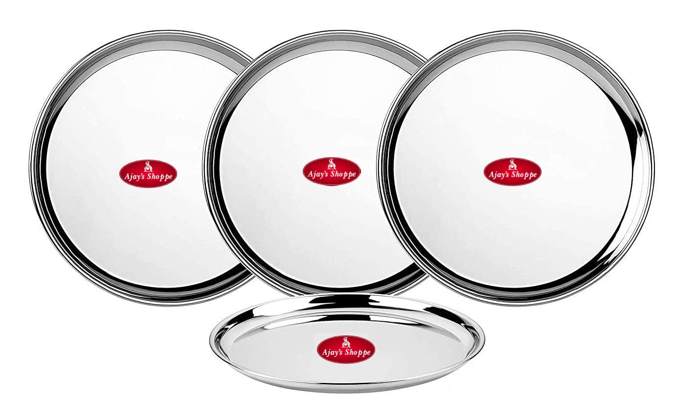 Ajays Shoppe Stainless Steel Plain Plate with Mirror Finish (Quarter Plates Set of 4) (B09377HXY8) Amazon Price History, Amazon Price Tracker