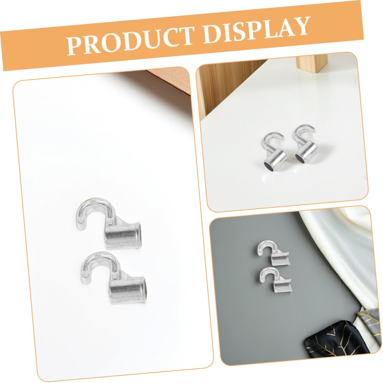 HEALLILY 2pcs Heavy Duty Closet Rod Hooks Thickened Aluminum Alloy Hanger Support Brackets for Bedroom and Bathroom Organization Design for Clothing Storage