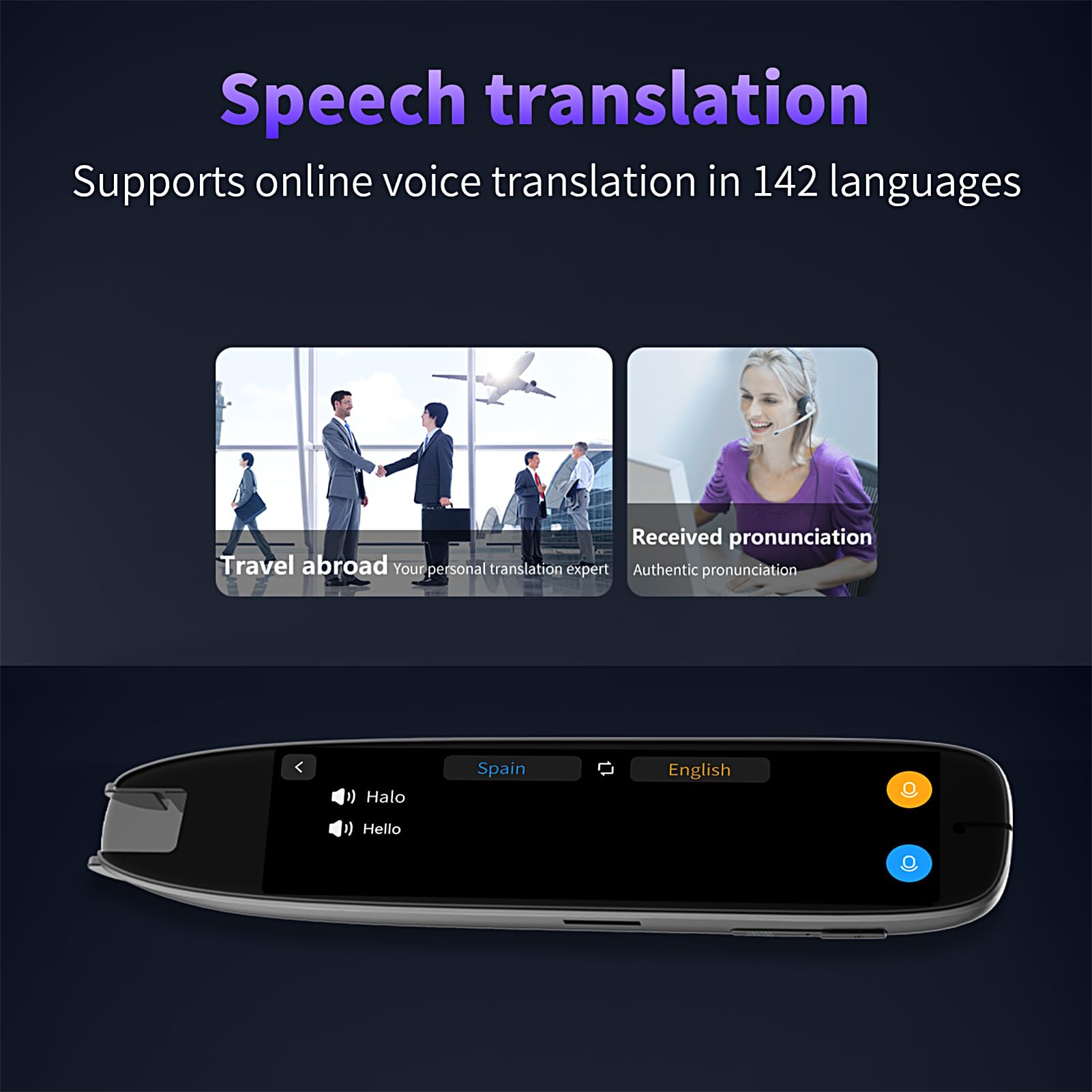 Scanning Pen Translator Scan Reader Pen per dislessia | 142 Dizionari elettronici di lingua Strumenti di lettura dello scanner di testo a voce per studenti studenti