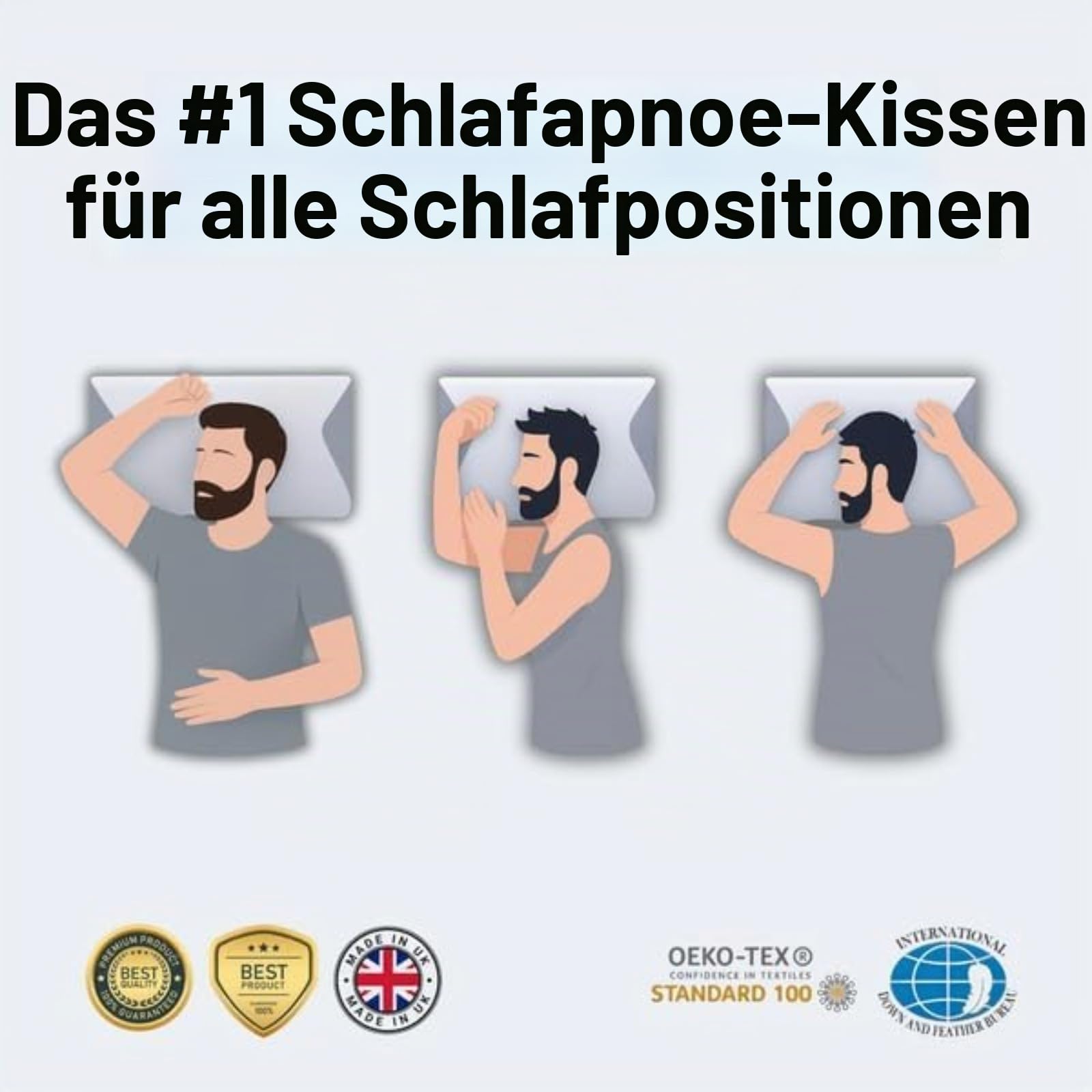 Anti-Schnarch-Kissen orthopädische Halswirbelstütze Memory-Schaum atmungsaktiv für alle Schlafpositionen Erwachsene