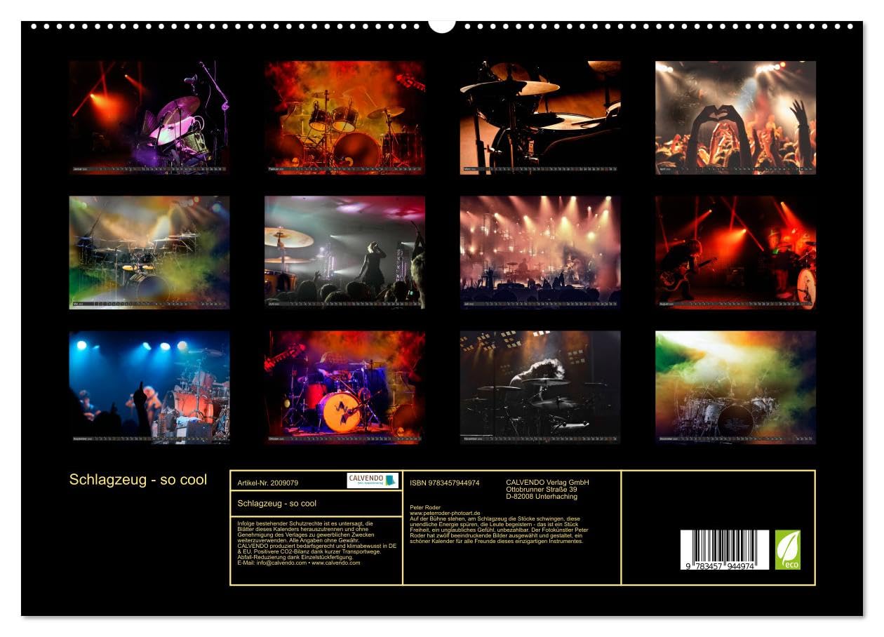 Schlagzeug - so cool (hochwertiger Premium Wandkalender 2026 DIN A2 quer), Kunstdruck in Hochglanz: Schlagzeug, das Instrument, dass nicht nur den ... auch den Leistungssportler verlangt.