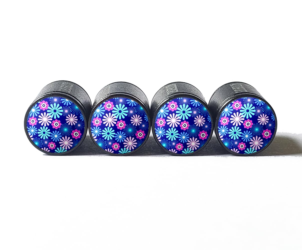 Flower Bouquet (Style 7) Tire Valve Stem Caps - Set of Four - Fits on All Vehicles