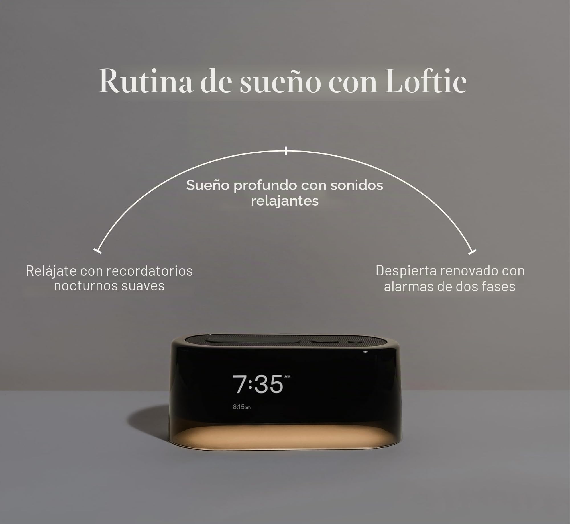 Loftie reloj despertador inteligente para dormitorio, despertador con luz, altavoz Bluetooth, ruido blanco, sonido natural, luz nocturna, modo opaco, alimentado por pilas