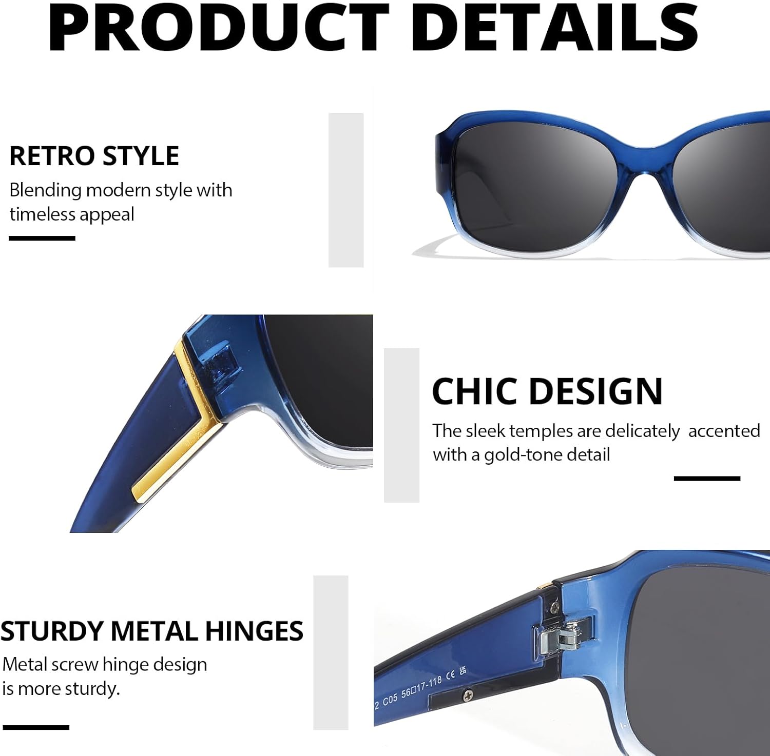 LVIOE Polarized Sunglasses for Women Fashionable Wrap Around Sunglasses with UV400 Protection LS6202 - Image 4