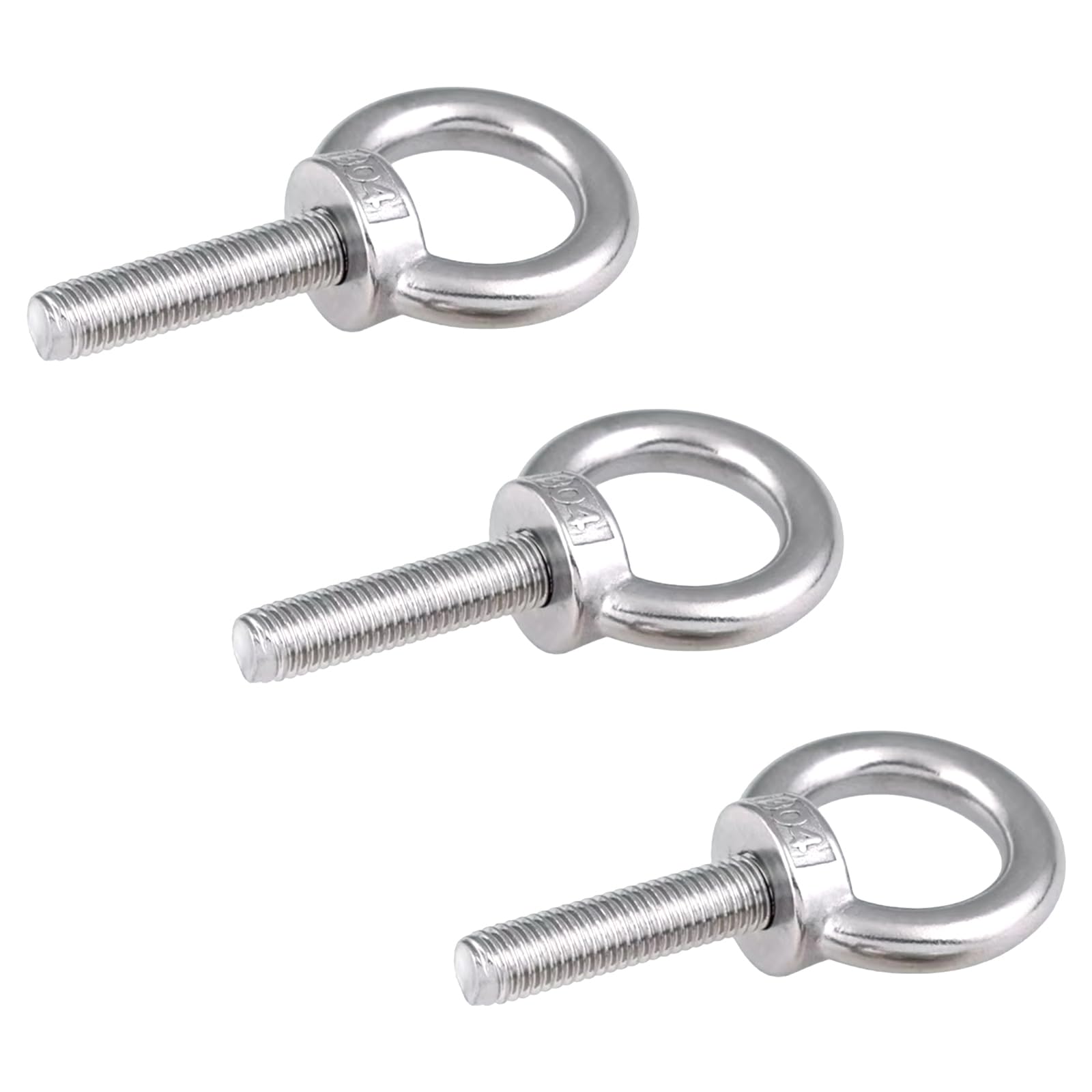 3 Pack M10x20mm Eye Bolts, 304 Stainless Steel Lifting Shoulder Ring Eyebolts for DIY Furniture Swing and Outdoor Use