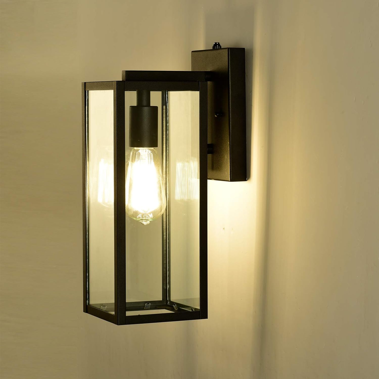 Black Steel 14.5" Dusk to Dawn Outdoor Wall Lantern