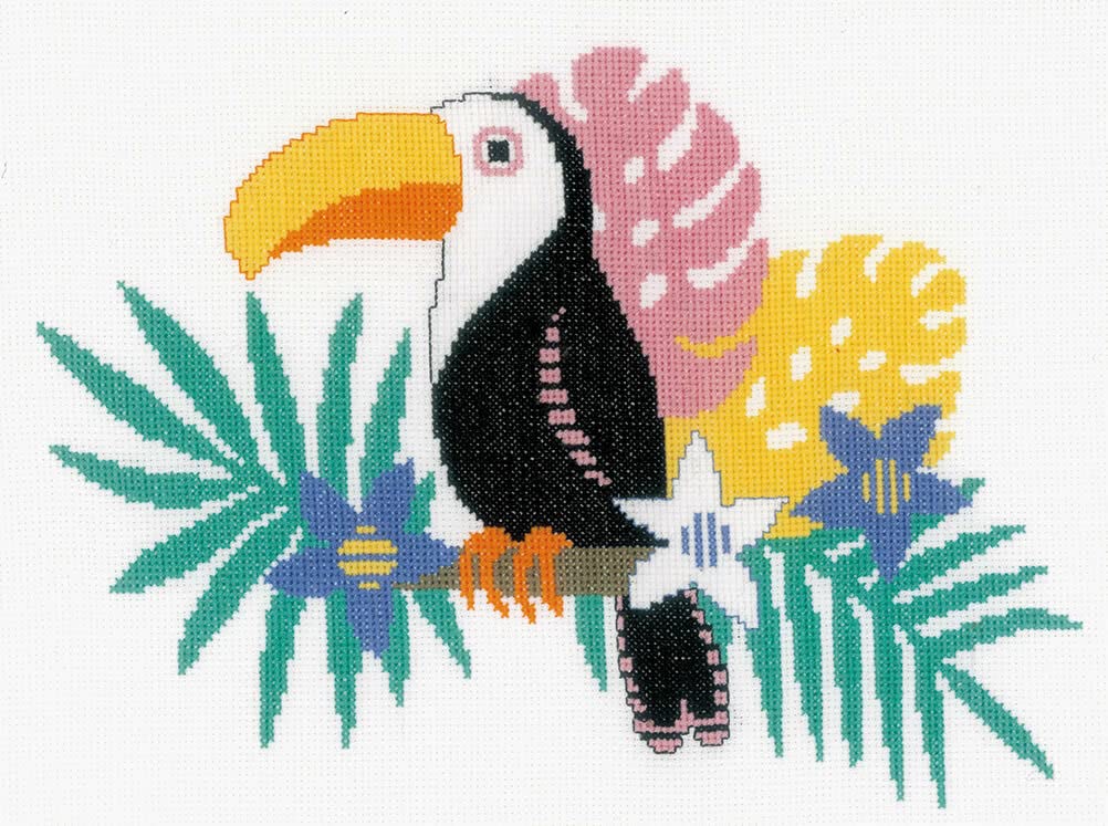 Vervaco PN-0168407 Toucan Counted Cross Stitch Kit, Cotton, Multi-Colour, Approx. 29 x 22 cm / 11.6 x 8.8 inches.