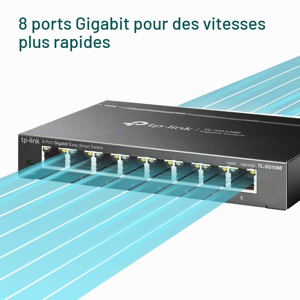 MERCUSYS 8 Ports Gigabit, Prise en Charge de QoS VLAN IGMP Snooping, Surveillance du Réseau via Interface Web, 3,68 W, Noir