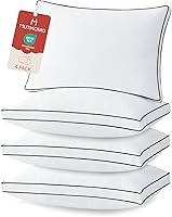 MUXHOMO Queen Bed Pillows Set of 4 - Gusseted Supportive Down Alternative for Side Back Stomach Sleepers OEKO-TEX Certified