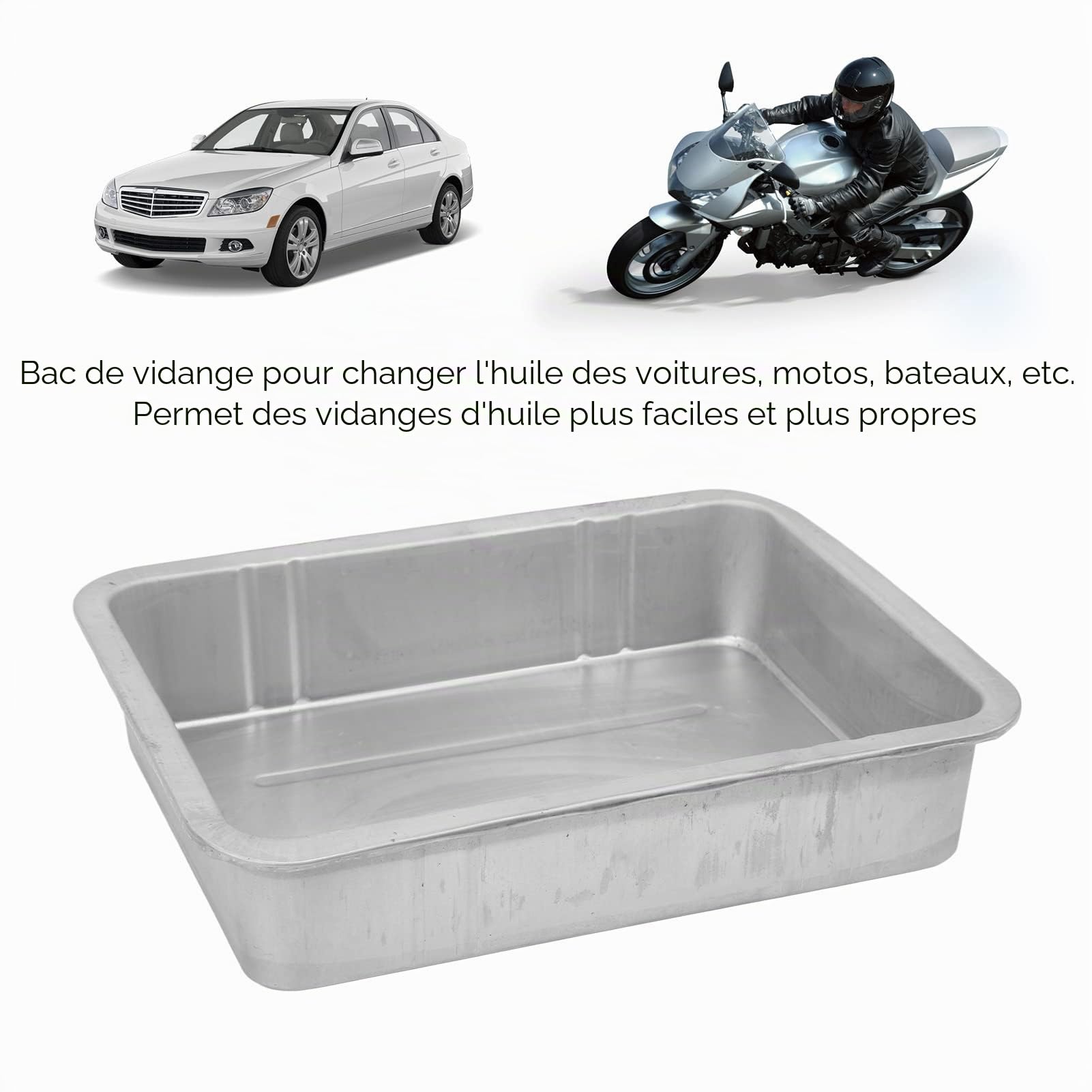 EBTOOLS Bac D'égouttage Galvanisé Bac de Vidange D'huile sans Fuite Portable Universel Construction en Métal Conteneur de Changement D'huile Automobile(#2)