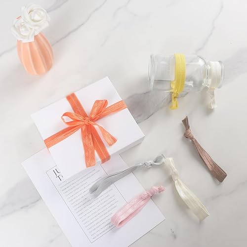 Miniatura 3 de Cinta decorativa plegable para niñas, cintas elásticas para manualidades, 60 yardas, color sólido, plegable, brillante