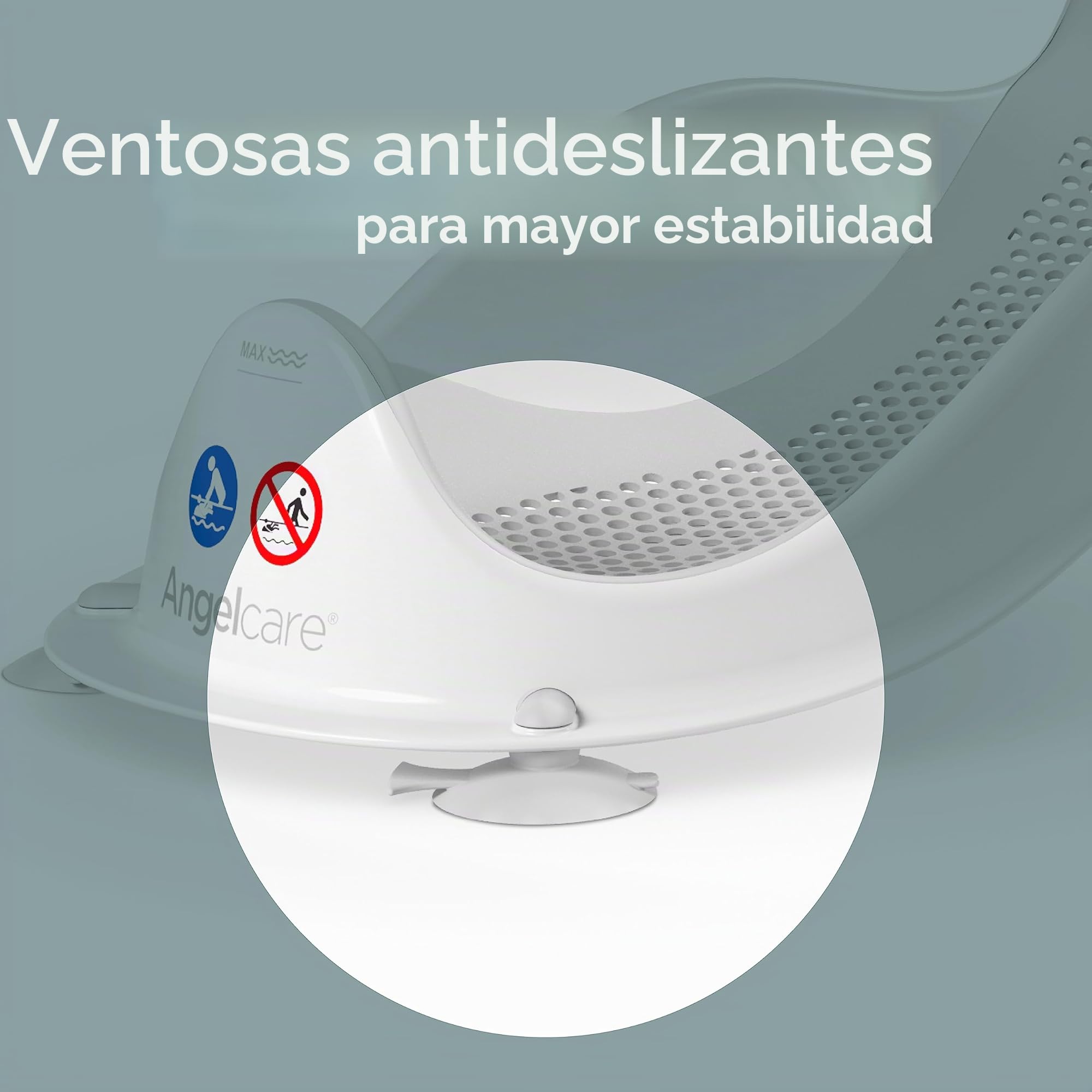 Angelcare 5092 Asiento de Baño para Bebé, Gris Claro, 50,8 x 23,5 x 20,3 cm
