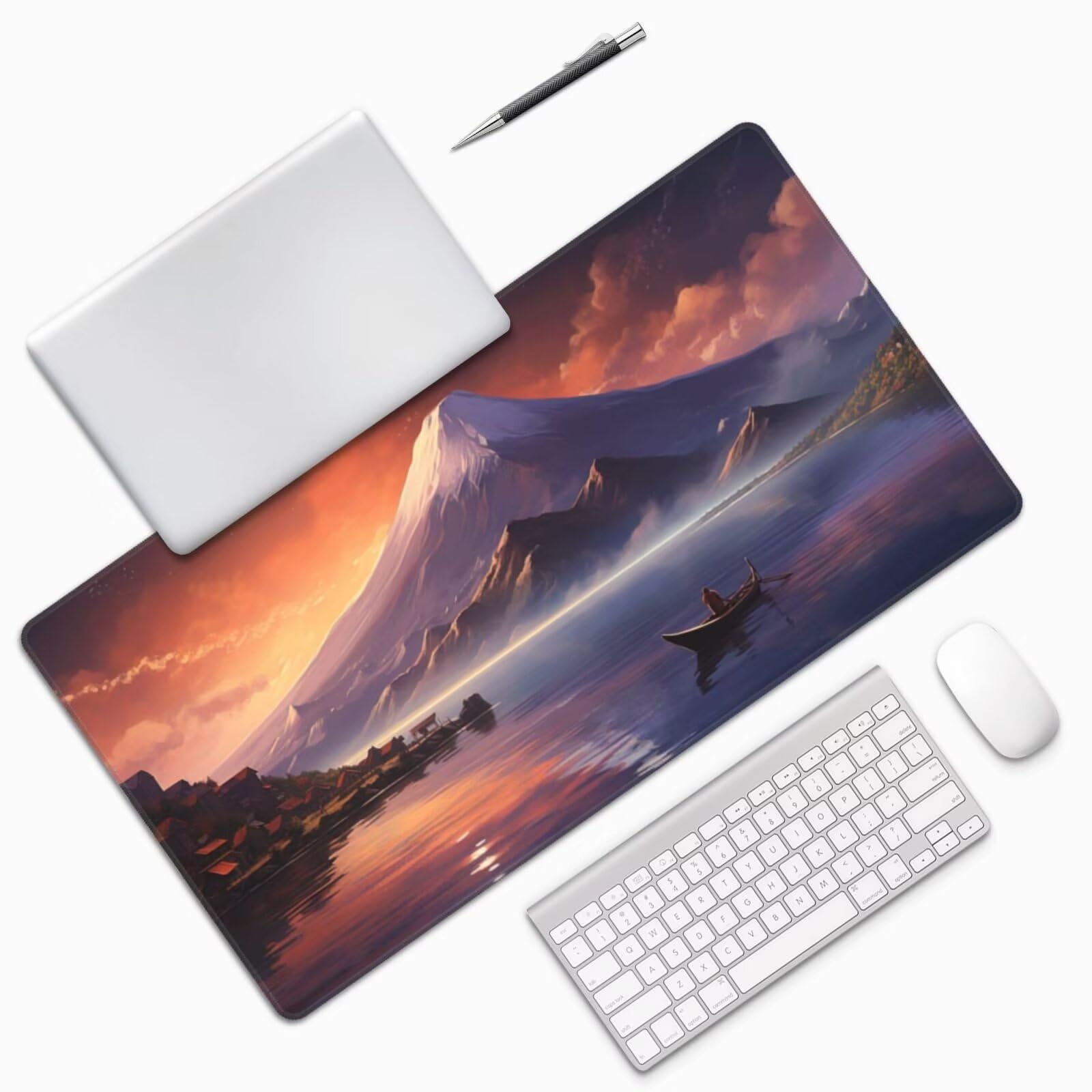 Gaming Mauspad XXL,1200 x 600 x 3mm Mousepad Verlängertes Groß Mauspad Schreibtischauflage,Genähte Kanten rutschfeste Gummibasis,Verbessert Präzision Geschwindigkeit Home Office Schneebergsee L-2244