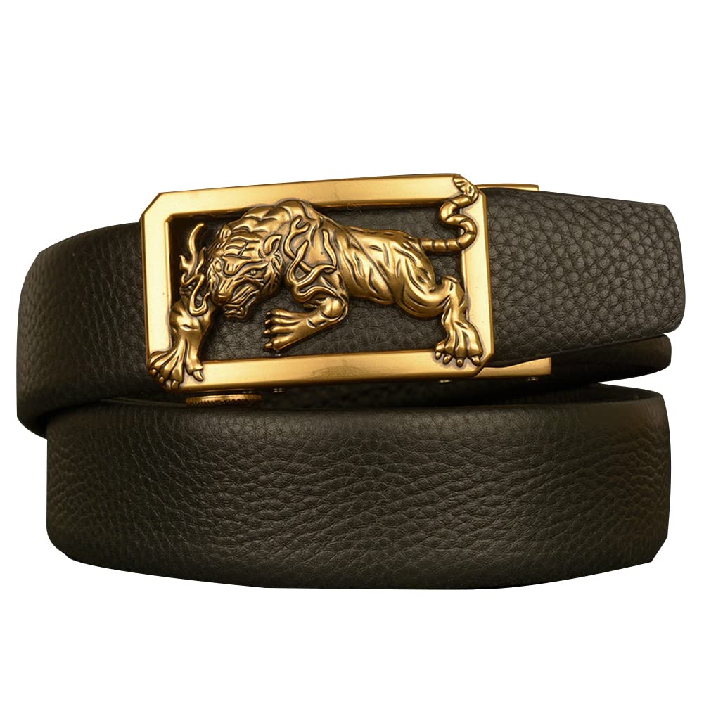 BDAYEK Men's Belt Men'S Leather Belt Floral Pattern Interchangeable Buckle Casual Ratchet(G,115Cm/45Inch)