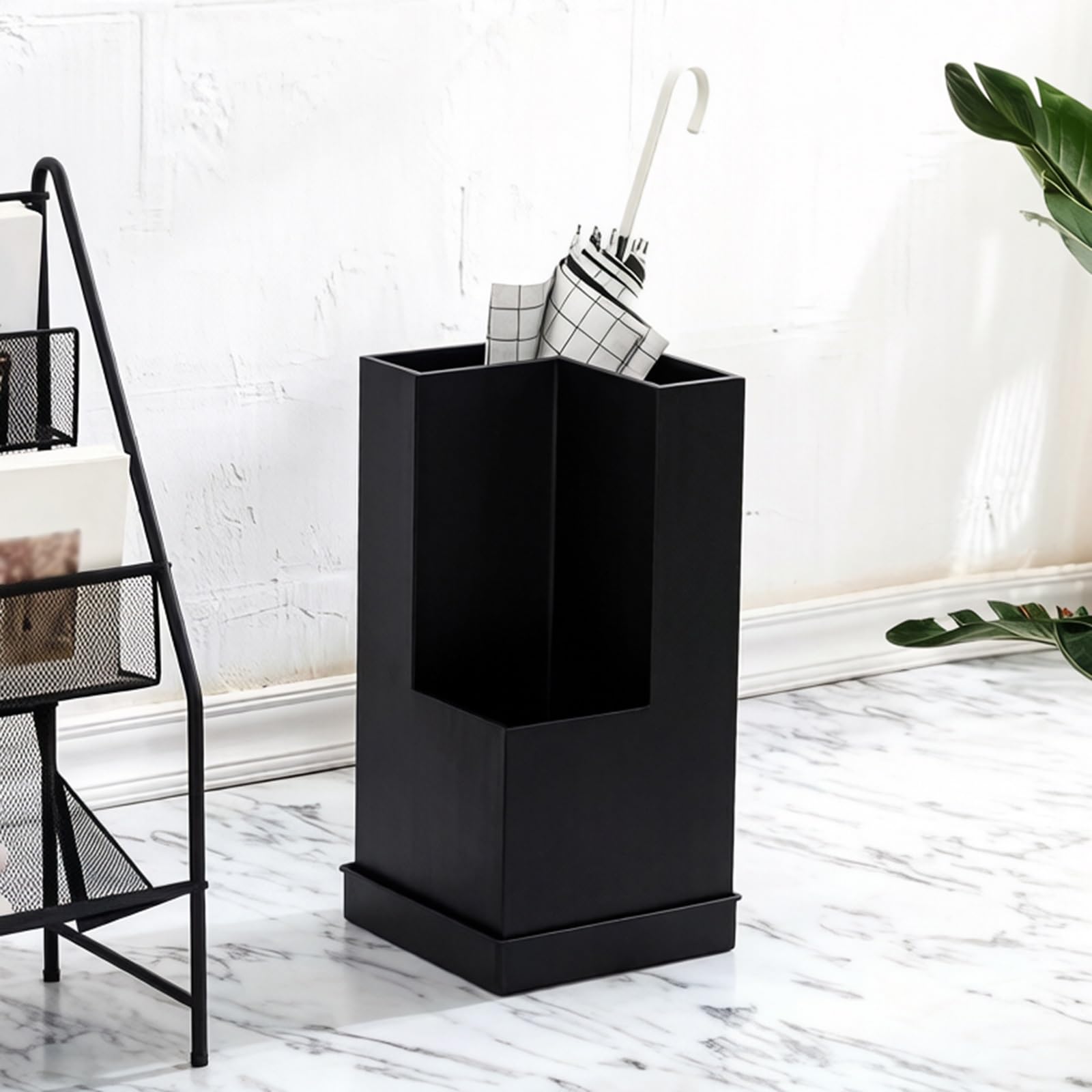 Porte-parapluie design pour entrée résidentielle et bureau avec bac récupérateur d'eau