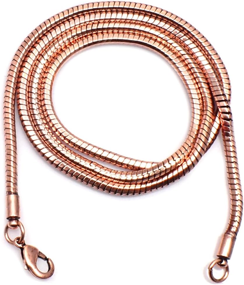 Copper Snake Chain Necklace, Pure Copper, Solid Handmade Jewelry Gift For Unisex