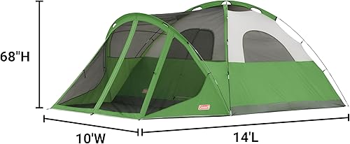 Miniatura 3 de Coleman Evanston Tent with Screen Room 68 Person Weatherproof Tent Sets Up in 15 Mins Included Rainfly & Carry Bag Made of PFAS-Free Materials