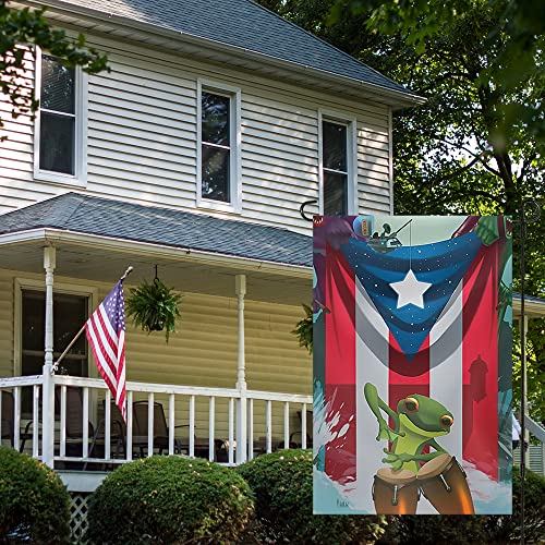 Puerto Rico Rican Frog Garden Flag, 12X18 Inch Double Sided Flags For Outside, Heavy Duty Banner For Yard, Porch, Outdoor Decoration, Home Decor #TOP3