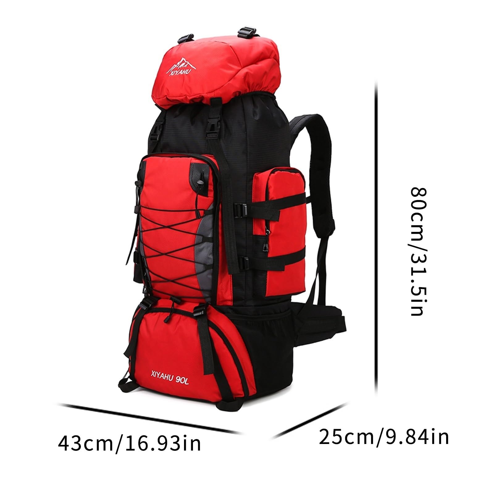 Plecak turystyczny 90L Plecak trekkingowy Plecak trekkingowy o dużej pojemności Torby podróżne na świeżym powietrzu Sprzęt sportowy(Red)