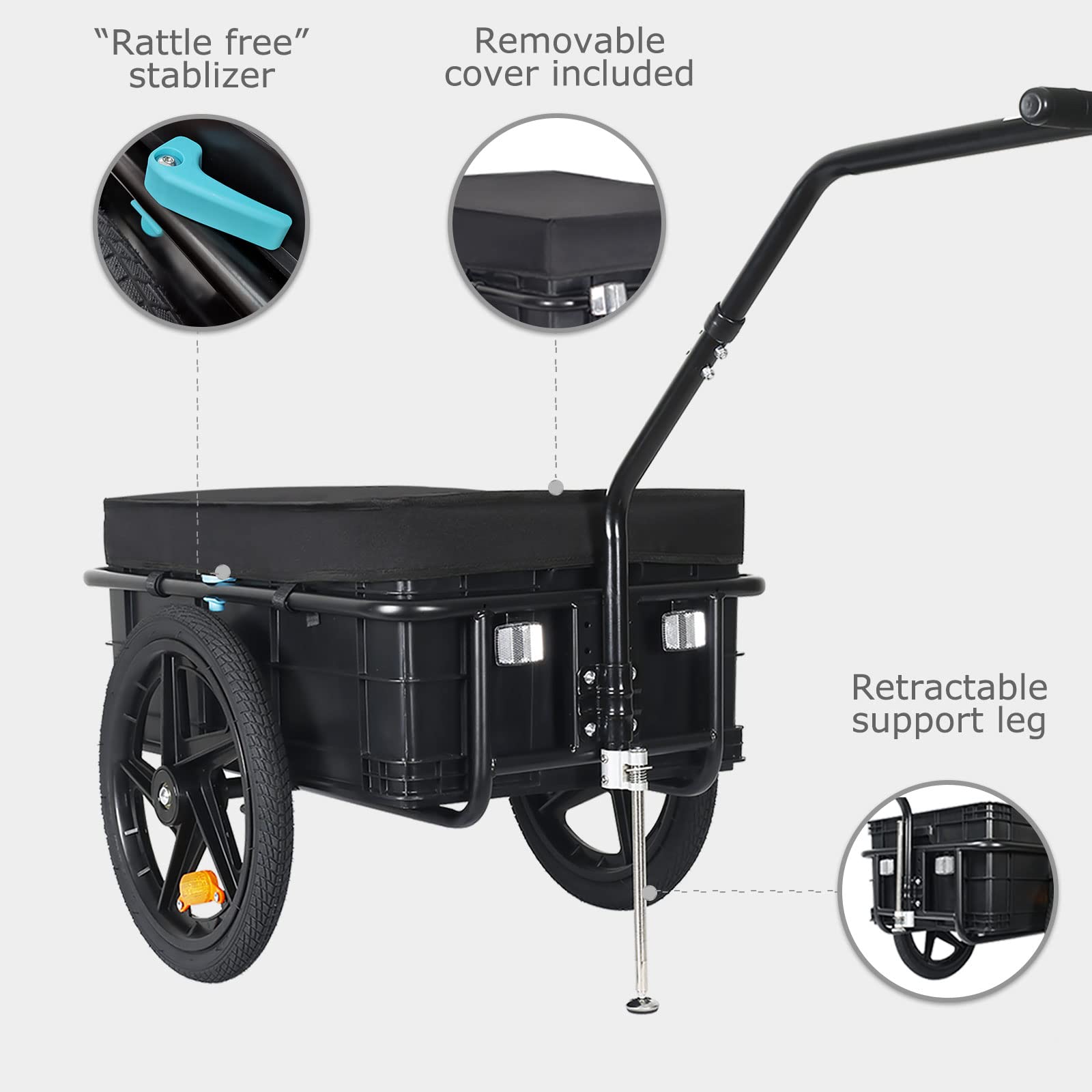Tiggo Fahrradanhänger XL Lastenanhänger Handwagen Transportanhänger mit Kupplung Hochdeichsel