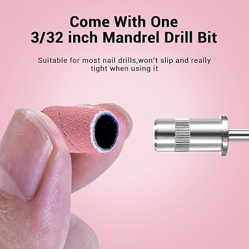 Miniatura 5 de MelodySusie 100 unidades de brocas de uñas, bandas de lijado para taladro de uñas, 180 bandas de lijado de lima de uñas de grano fino para uñas