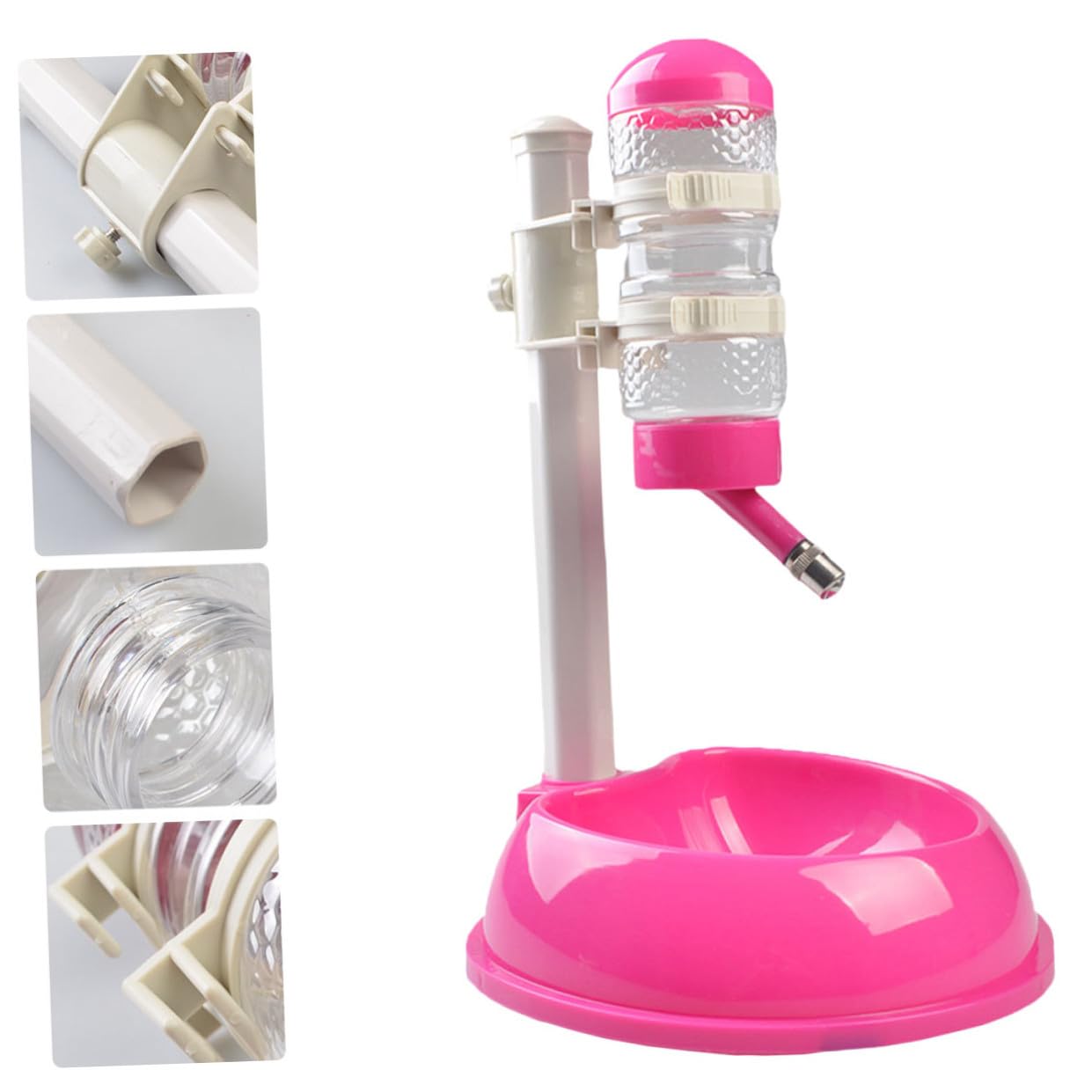 NOLITOY Dispensador de Agua Automático para Mascotas Comedero Ajustable de Altura Material PP y PVC Duradero Desmontable para Limpieza Fácil Bebedero y Comedero 2 1 Color Rosa Fucsia