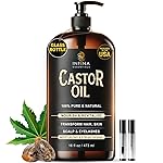 INFINA ESSENTIALS Pure Cold Pressed Castor Oil - Hexane Free, Glass Bottle for Hair Growth, Face, Scalp, Skin & Eyelashes - Nourishing and Moisturizing - 16 fl oz