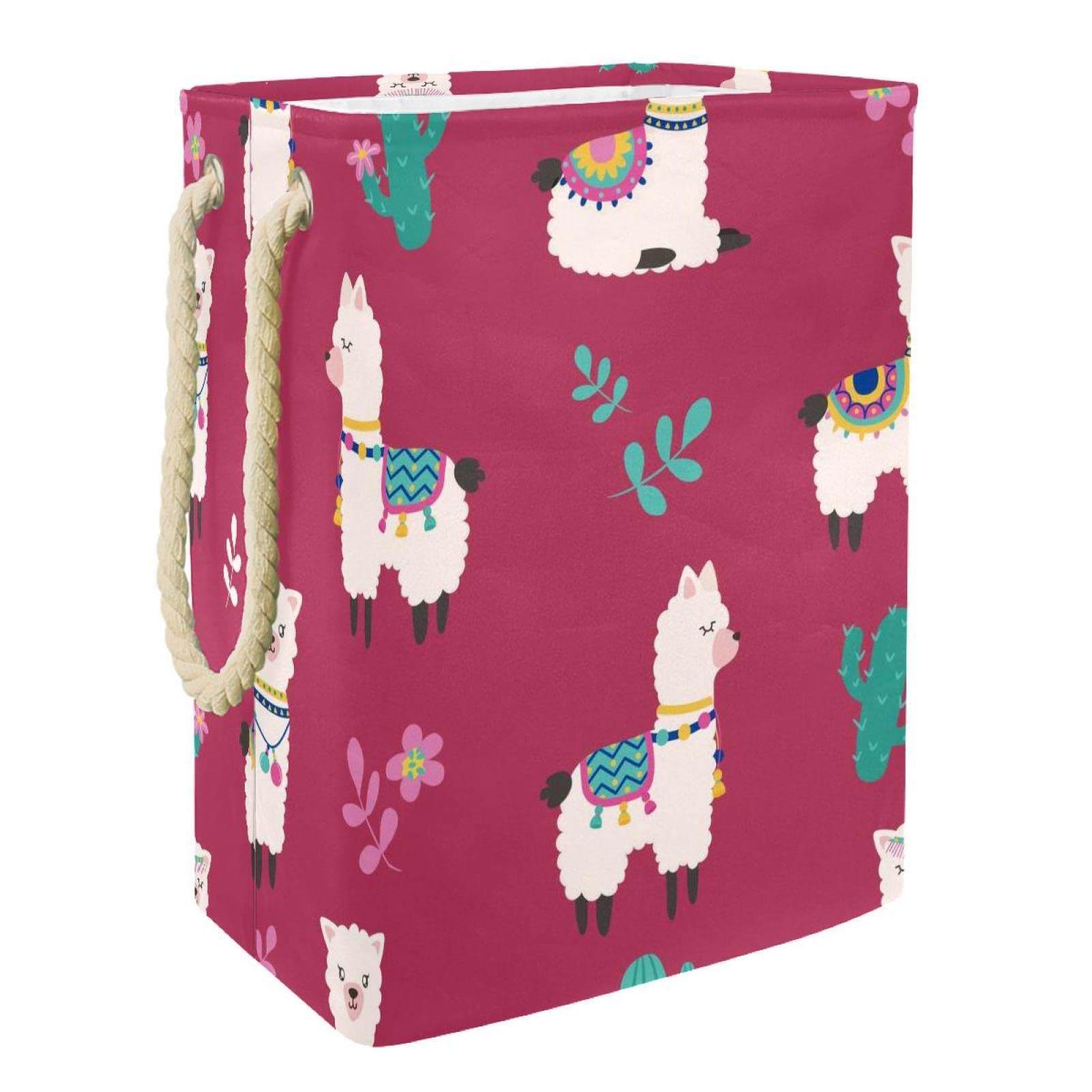 Panier à linge imperméable pour salle de bain enfant panier pliable alpaga et cactus