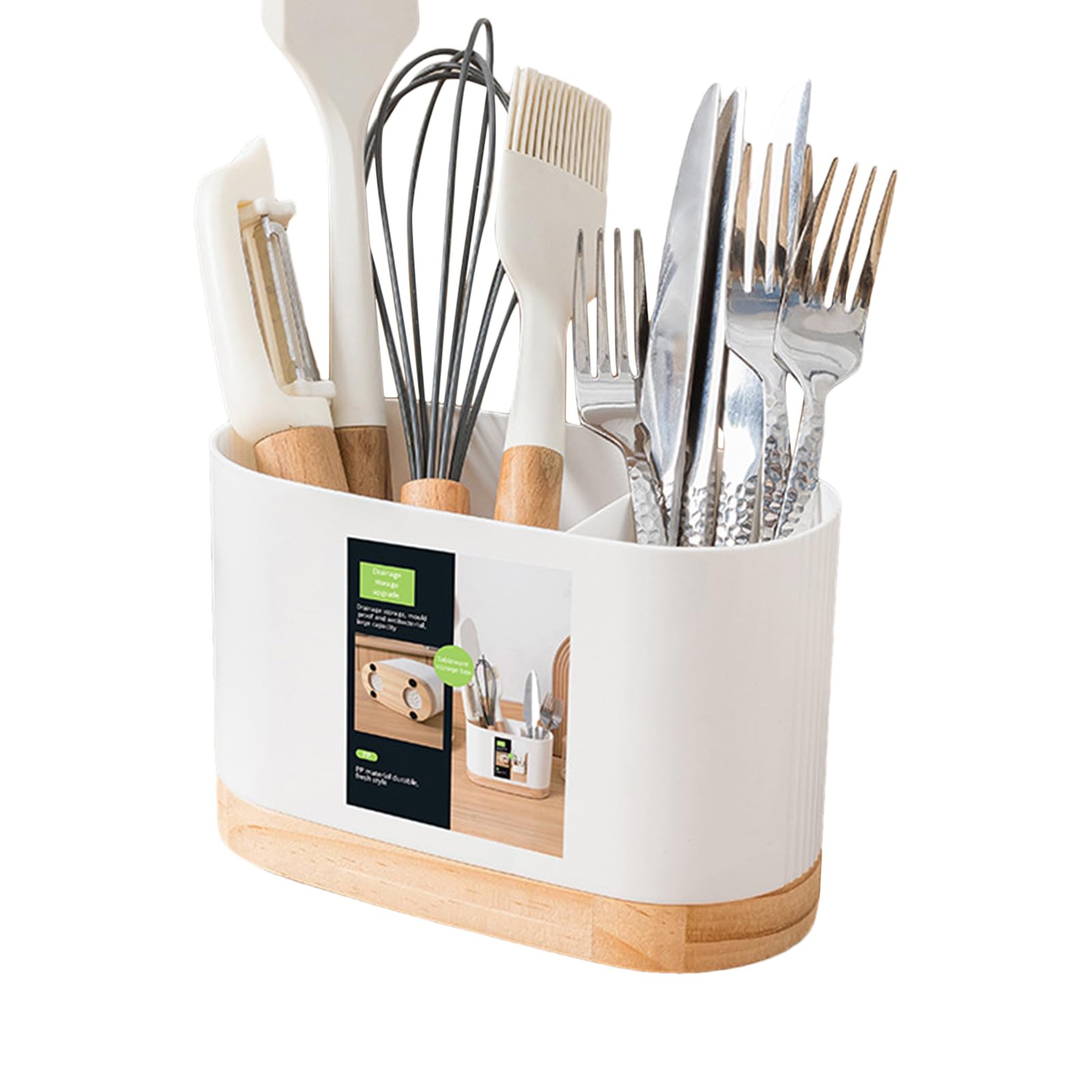MagiDeal Portaposate Portautensili Espositore per Posate, Espositore per Cucchiaio e forchetta 4 Slot per Sala da Pranzo da banco del Negozio di caffè