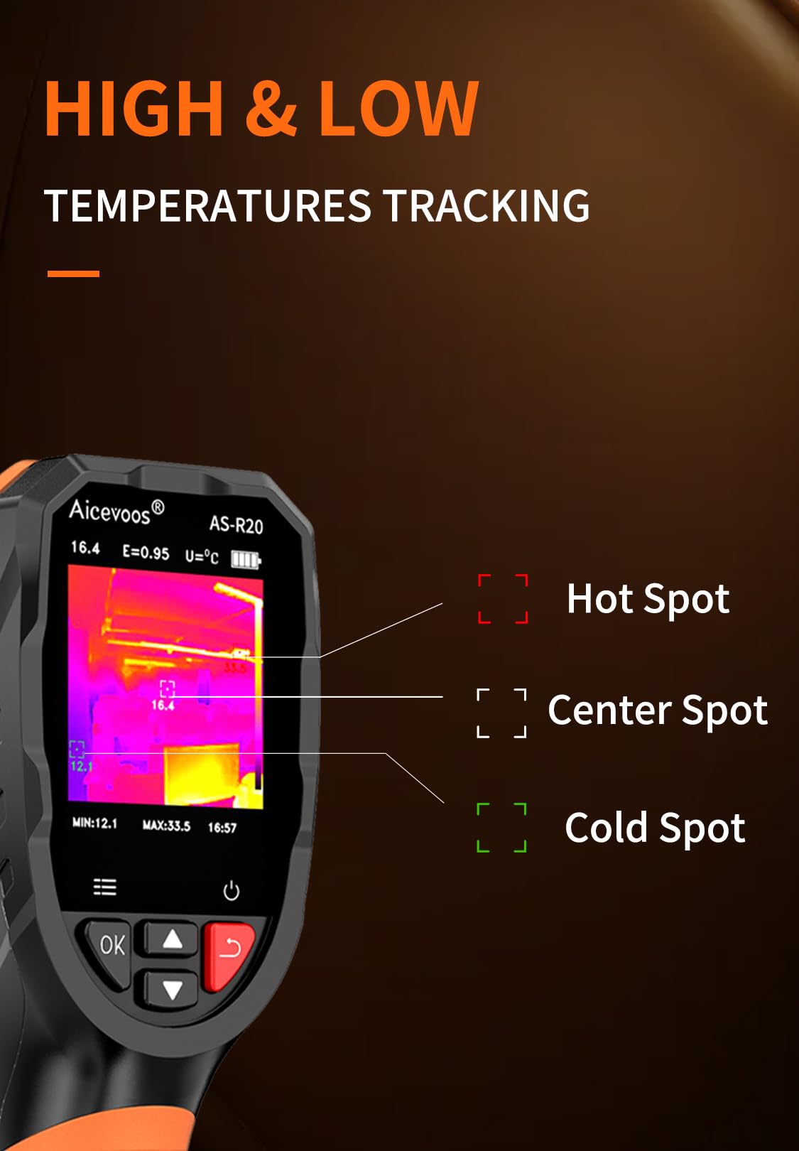 R20 Wärmebildkamera SuperIR 240 x 240 IR-Auflösung Thermal Imaging Camera 25 Hz Bildwiederholrate, -4°F to 1022°F Infrarot-Thermometer, Kompakte handheld Thermokamera mit Laserpointer