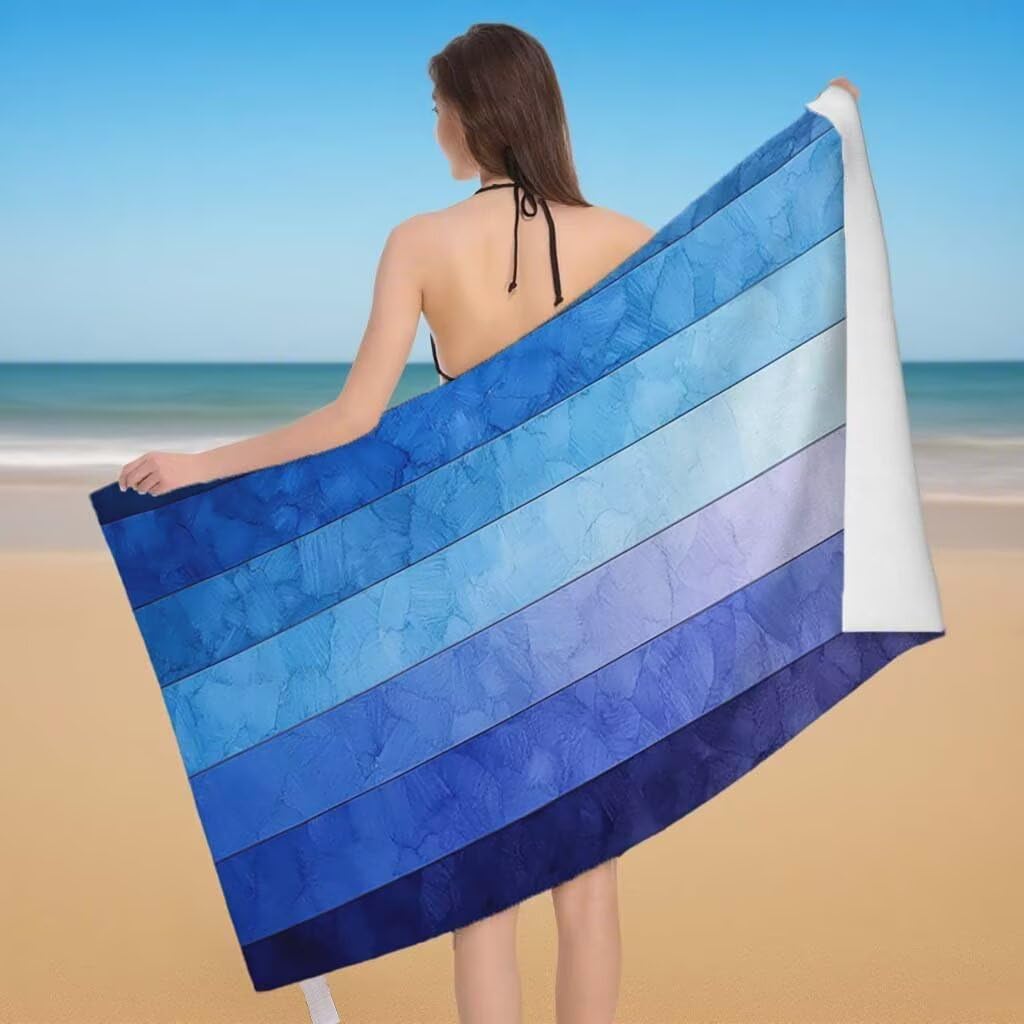 Telo Mare XXL 220x100cm/35x70cm, 2 Set Telo Mare Microfibra Banda Asciugamano Palestra Uomo, Antisabbia, Leggero, Asciugatura Rapida, Teli da Spiaggia Grandi Accessori per Camping Natation Yoga F-6