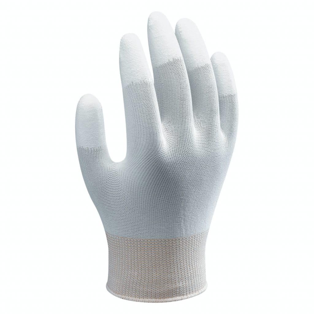 SHOWA B0600 Polyurethane Fingertip Coated General Purpose Work Glove with Nylon Liner, 13-Gauge, White, Medium (12 Pair)