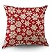 Schneekissen Dekorativer Wurfkissenbezug Weihnachten Schneeflocke Stern im Winter Kissenbezug 50,8 x 50,8 cm Baumwolle Leinen Quadratischer Kissenbezug für Sofa Bett Rot