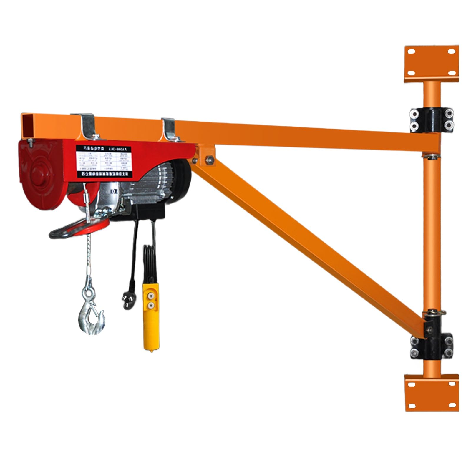 Elektrischer Schwenkarmkran zur Wandmontage, 180 ° drehbar, PA20039 Fuß, robustes Hebewerkzeug für Werkstatt, Garage und Lager