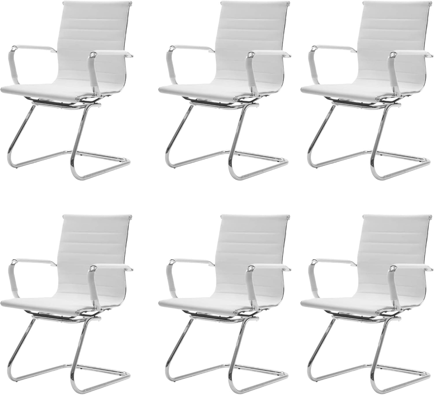 HNY Leather Office Guest Chairs & Reception Chairs Set of 6, Modern Waiting Room Chairs with Arms, Desk Chair no Wheels with 6 PCS