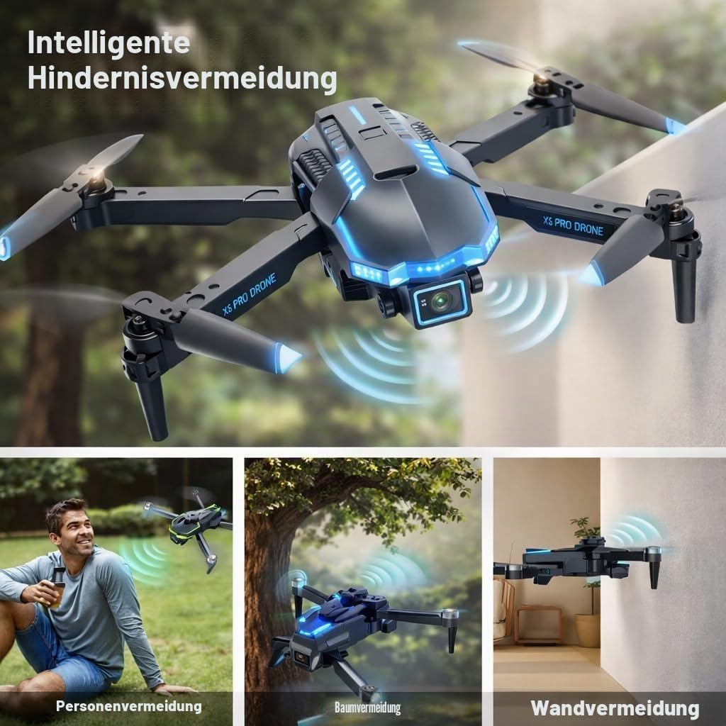 Drohne mit Kamera 1080P für Kinder Anfänger, Bürstenlosem Motor RC Quadcopter, Start mit einem Knopf/35 Min Lange Flugzeit/Höhenhaltung, Spielzeug und Geschenke für Jungen (Blau)