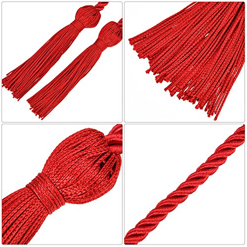 Image of TecUnite Graduation Cords Honor 2026 Polyester Yarn Decorative 67 inch Long Garland Twist Ties with Tassels for Bachelor Gown Graduation(Red)