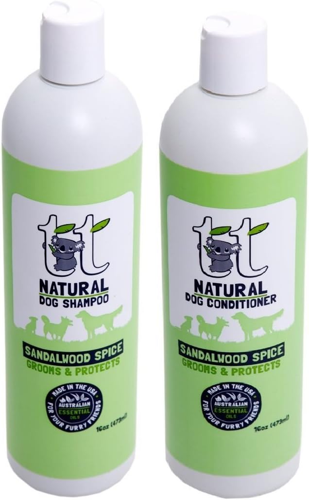 Sandalwood Spice Natural Dog Shampoo and Conditioner 16 Ounce Bundle