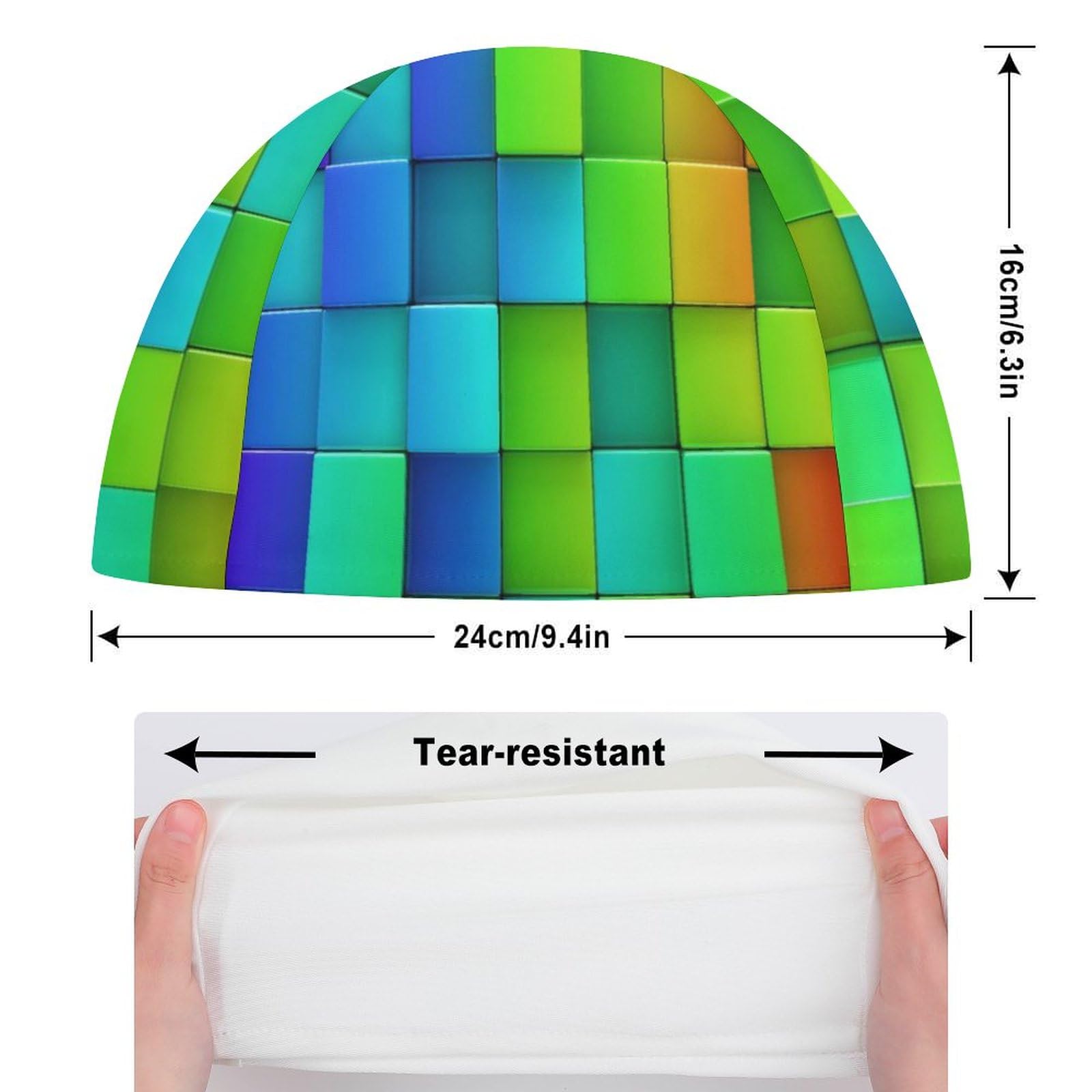 Women Swimming Caps Lady Girls Bathing Cap Long Short Hair Ear Protection Spandex Cap Colorful Blocks Swimmers Caps Turban Hats